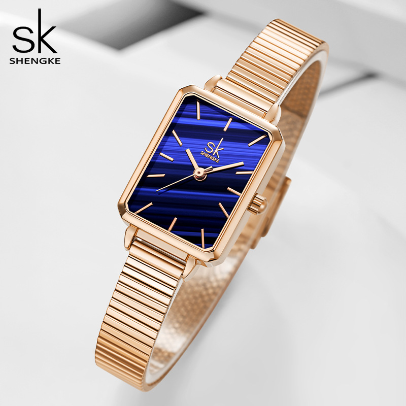 sk女士手表轻奢方盘小方表小众高级感女表深圳腕表竹节带女款手表