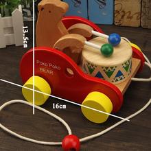 儿童力木质拖拉学步车2-3-6岁宝宝拉线小拖车玩具小熊敲鼓车其他