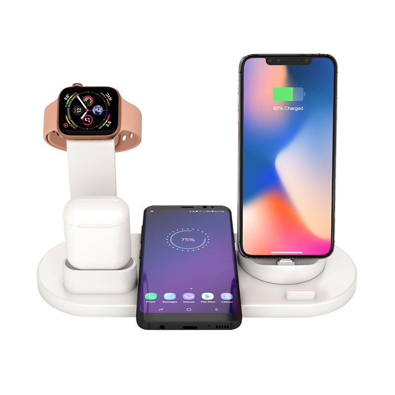 Amazon Hot Wireless Phone Charger Bluetooth Headset Wireless Charging Desktop Stand Six-in-One Wireless Charging