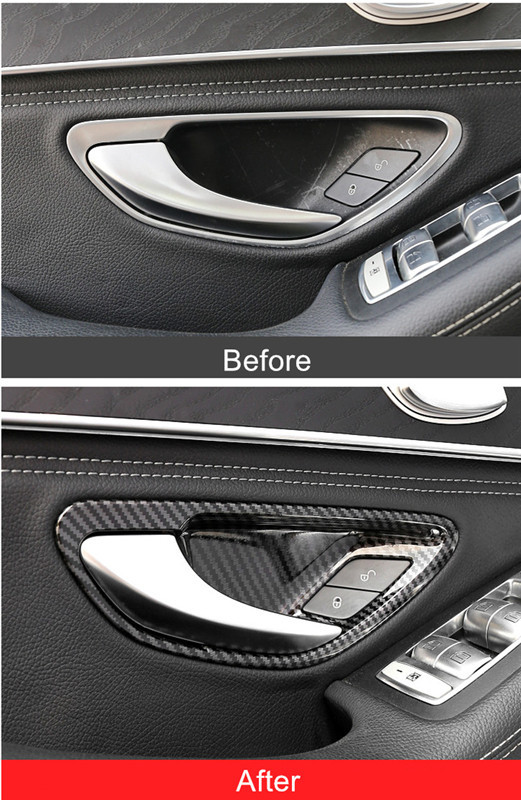 适用于奔驰c级e级内门碗装饰贴glc260e3000lc200车门把手内饰改装
