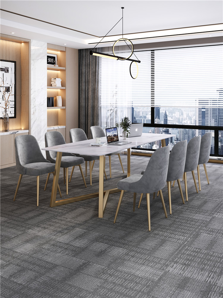 北欧大理石会议桌岩板办公桌长条桌轻奢洽谈桌会客接待桌椅泡茶桌