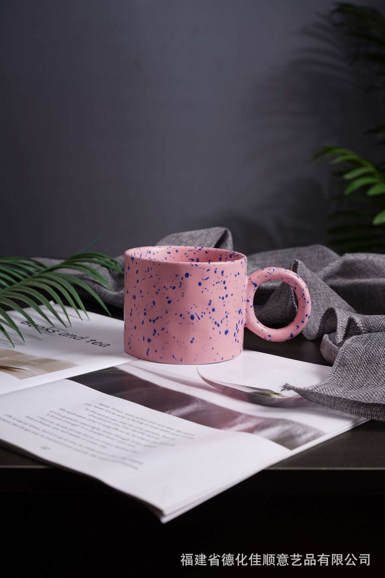 Nordic Ceramic Mug Klein Blue Hand Pinch Large Earrings Splash Ink Cup Cream Large Capacity Coffee Cup