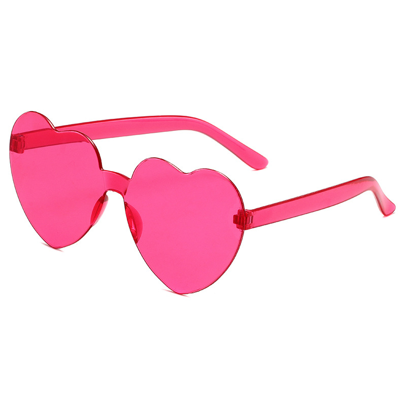 Transparent Jelly Color Love Sun Glasses Men and Women Peach Heart Sunglasses Cross-Border European and American Heart-Shaped One-Piece Sunglasses