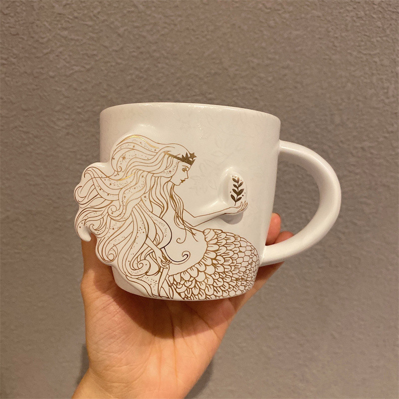 50周年新款杯子3d立体浮雕女神马克杯陶瓷咖啡杯礼盒装男女礼品杯