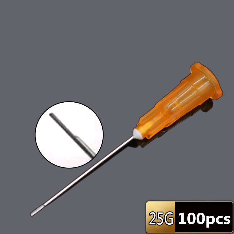 100 支根管冲洗针尖端平端缺口远藤针尖注射器牙科工具实验室
