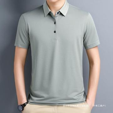 品牌经典男士短袖t恤2024年夏季新款休闲商务时尚百搭翻领上衣男