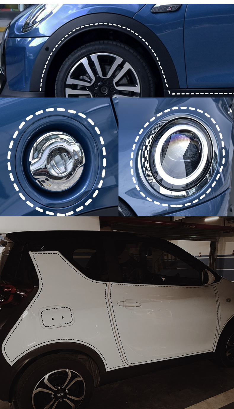 虚线车贴diy线条装饰反光贴汽车电动摩托机车身缝纫针迹贴花贴纸