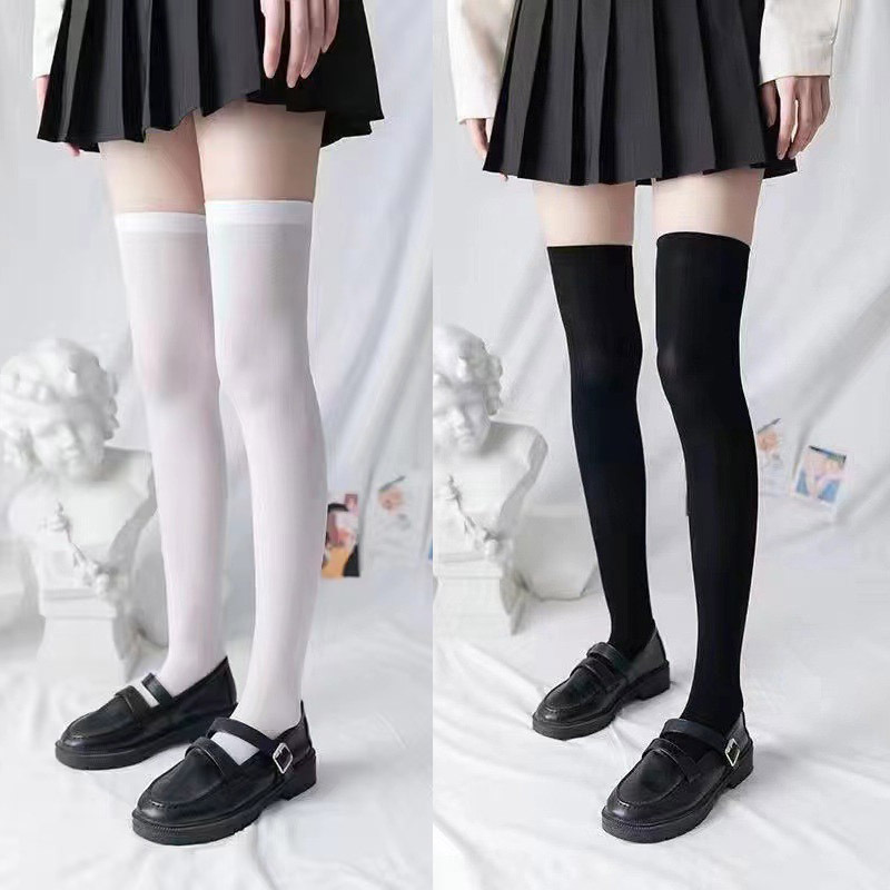 纯色过腿袜百搭jk过膝袜半截压力瘦腿长筒及膝黑色袜子春秋夏袜子