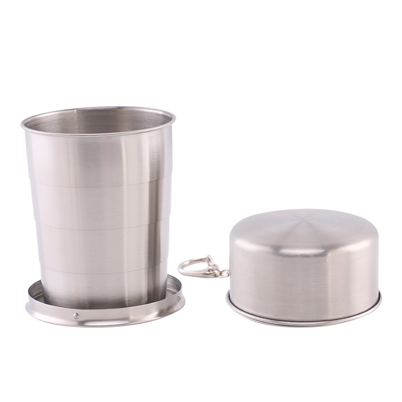 Stainless Steel Telescopic Cup Tass Travel Que Bottle Key Ring Water Cup Carry-on Cup Outdoor Folding Cup Fixed Logo