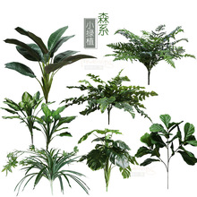 仿真植物仿真蕨草叶琴叶榕万年青橡皮树吊兰龟背阳台工程绿化假植