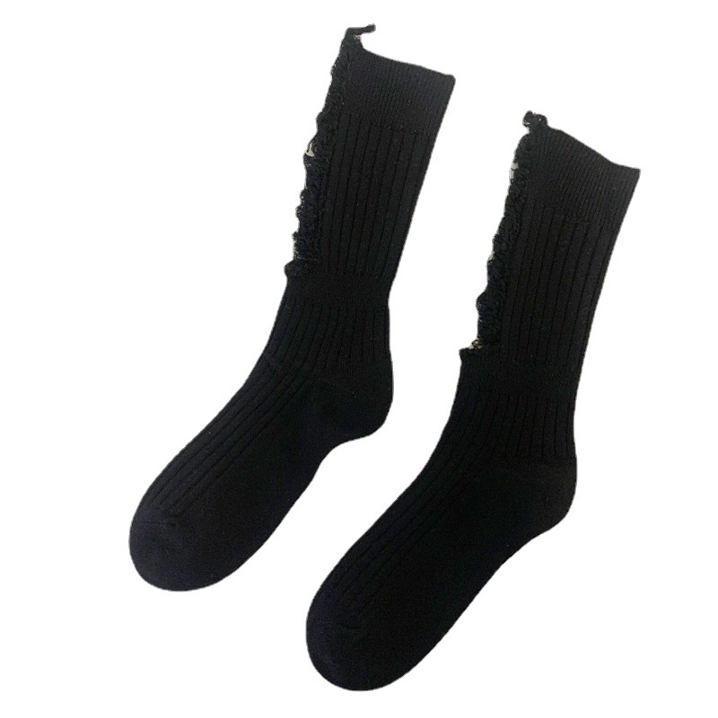 Ripped Beggar Socks Female Online Influencer Spring/Summer Thin Women's Bunching Socks Jk New Casual Long Pure Cotton Women's Socks Ins
