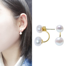 简约新款 气质S925银款珍珠耳钉 独立设计感耳饰饰品批发