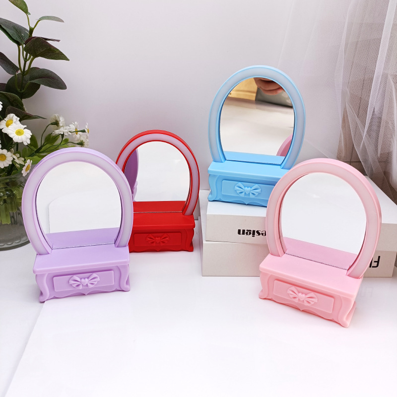 Sweet Lady Play House Dressing Table Light-Emitting Toys Children's Handmade DIY Main Desktop with Light Cosmetic Mirror