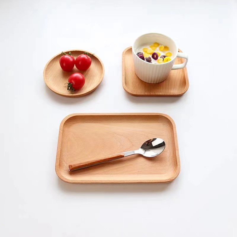 Simple Style Wooden Tray Children's Fruit Plate Dessert Coffee Milk Tray Decoration Cake Tray Cheese Cheese Plate
