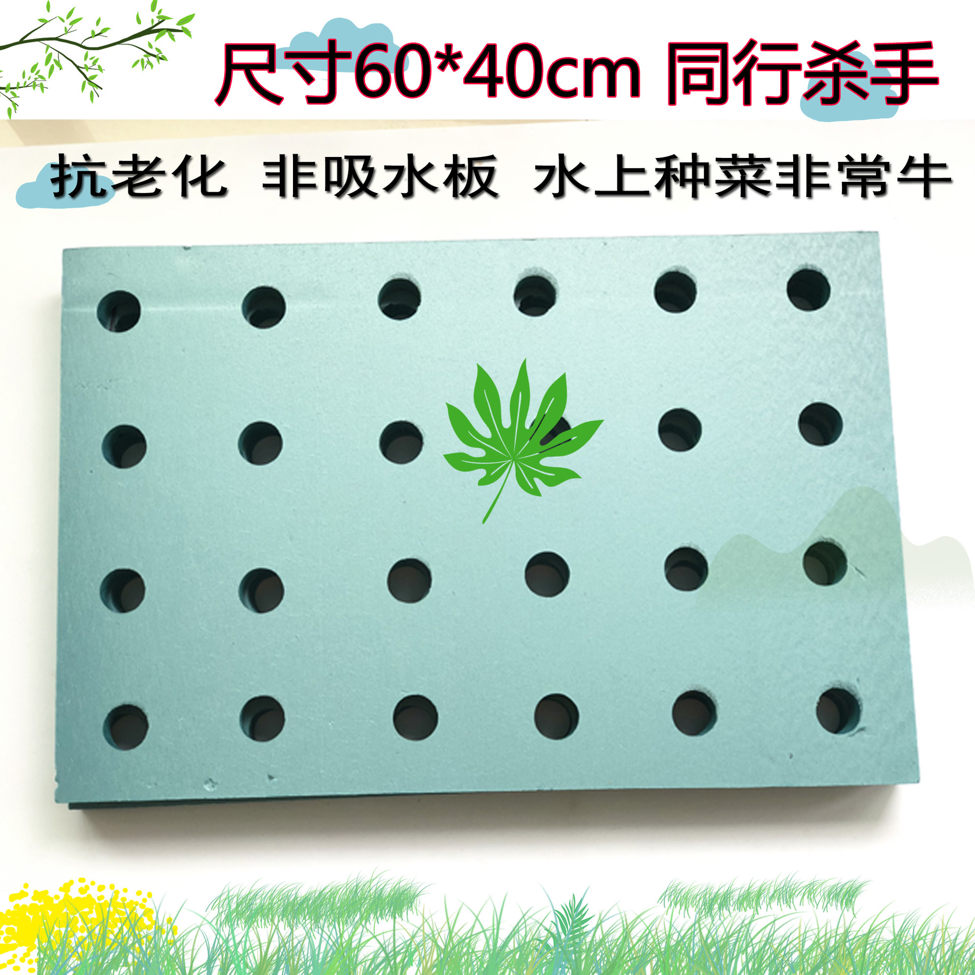 鱼塘水培蔬菜漂浮定植板无土栽培设备水上种菜水耕带孔种植泡沫板