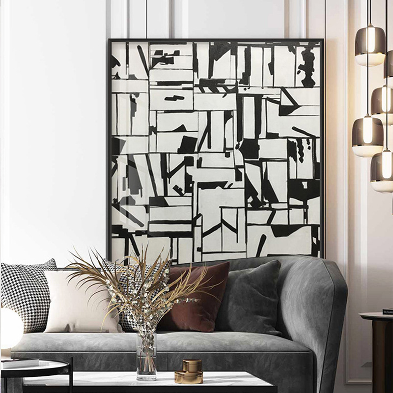 抽象黑白工业风装饰画现代创意几何挂画设计师风格展厅样板房壁画