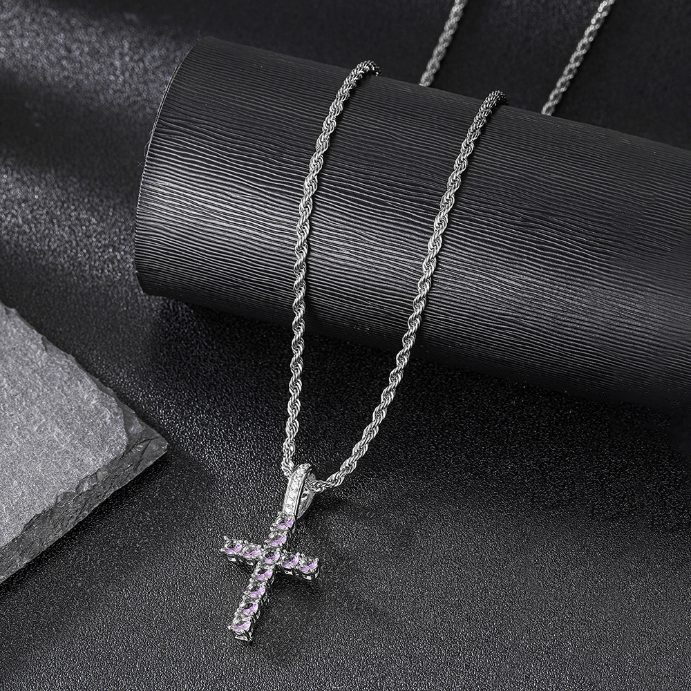 Horse Thinking Same Cross Necklace High Quality Multi-Specification Zircon Hip Hop Necklace Men and Women Same Style One Piece Dropshipping