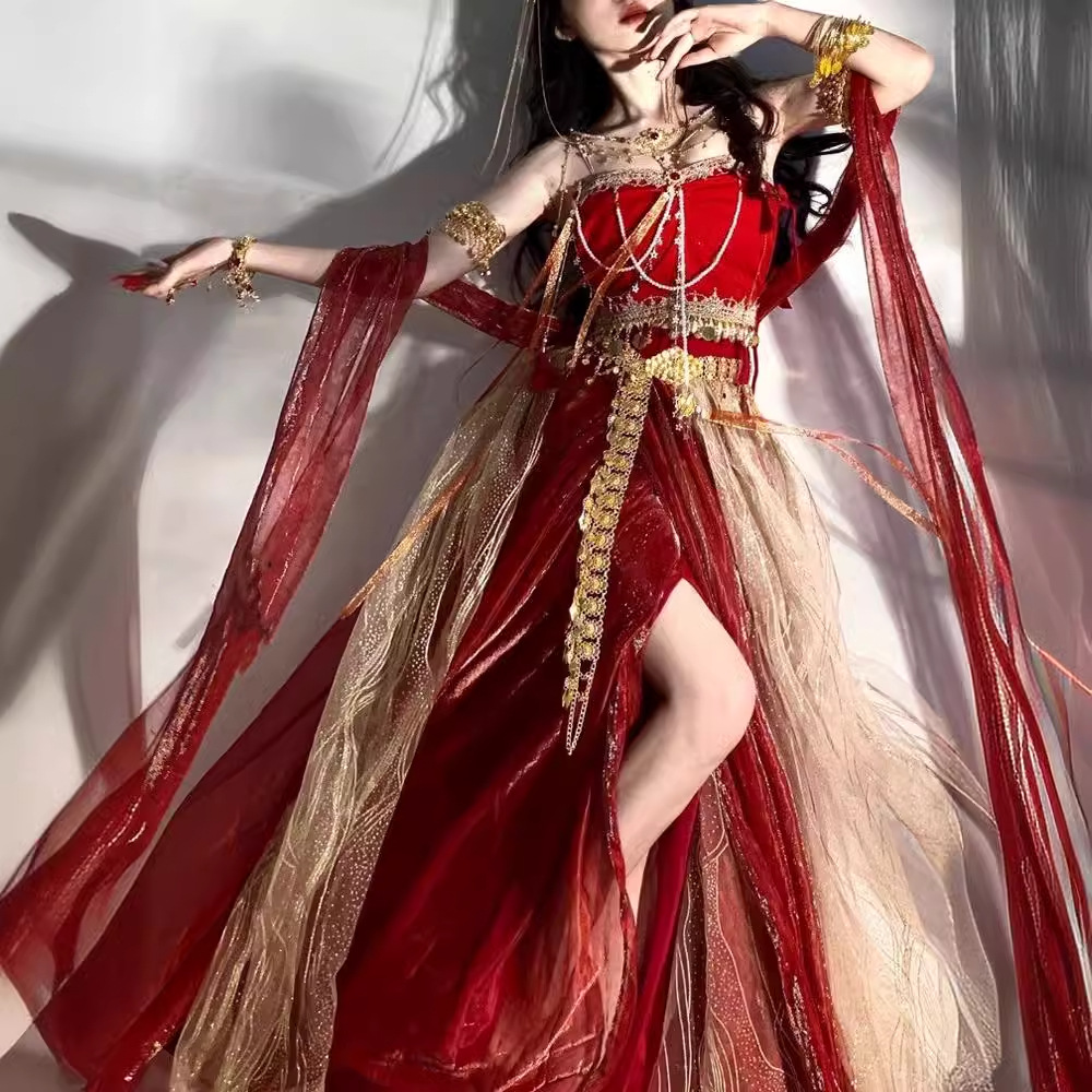 敦煌飞天公主异域风少女改良汉服西域风情汉元素舞蹈摄影楼演出服