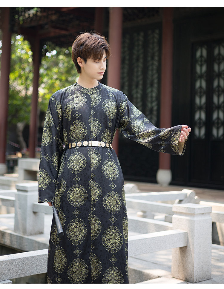 原创汉服少年行唐制印花圆领袍四色可选春夏日常情侣装