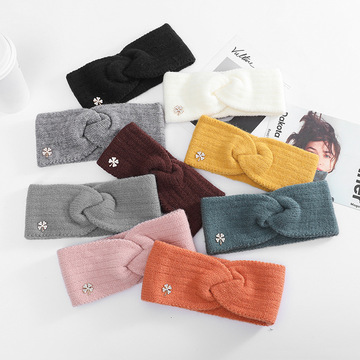 针织发带女宽边宽网红外出秋冬毛线发箍日常外戴韩国四叶草头饰