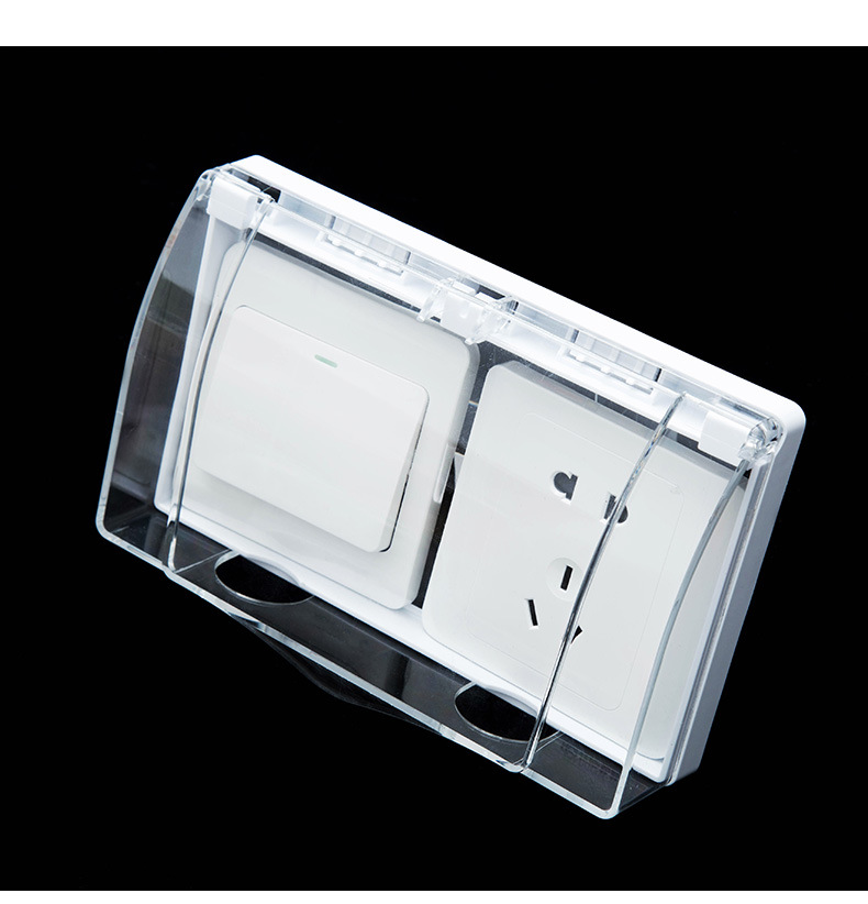 双86型插座防水罩卫生间浴室防溅保护盖透明粘贴式插座开关保护罩