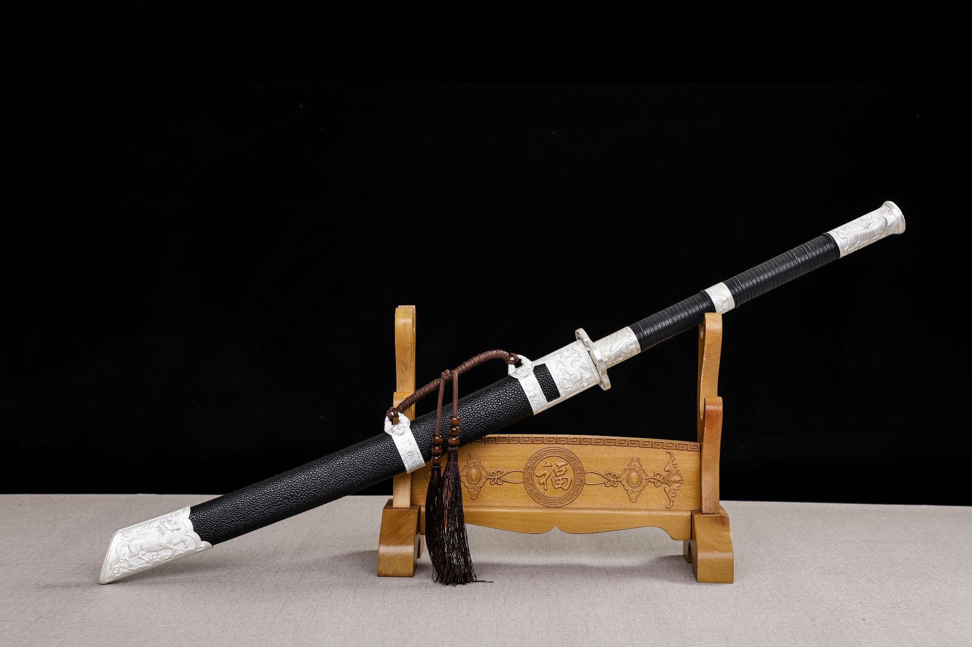 龙泉华影刀剑高锰钢防身一体康熙战刀手工双手刀剑宝剑未开刃