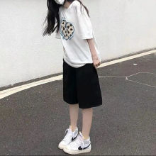 黑色五分休闲新款运动短裤女学生夏季韩版宽松高腰显瘦百搭阔腿裤