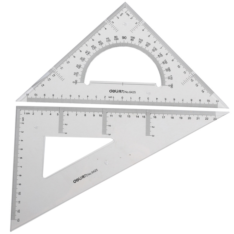 得力三角尺塑料三角尺透明三角板设计套装学生工程测量绘图工具