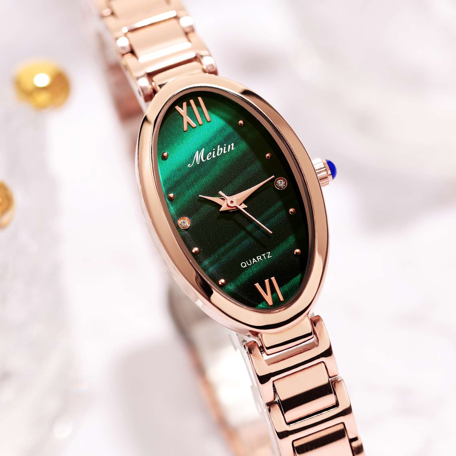 meibin美宾1541学生石英手表新款个性表盘女士小椭圆腕表批发防水