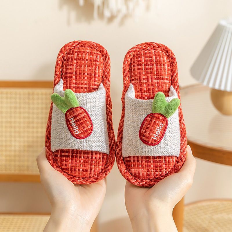 儿童亚麻拖鞋春秋女童男童宝宝可爱居家室内防滑麻布小孩夏天跨境