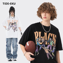 TIDEEKU简约卡通印花纯棉短袖男夏季新款T恤潮流男装圆领套头上衣