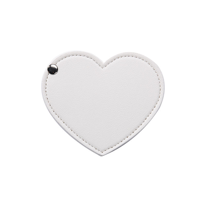 Portable Heart-Shaped Rotating Mirror Leather Love Mirror Portable Mirror Couple Gift Advanced Makeup Mirror Handheld Mirror