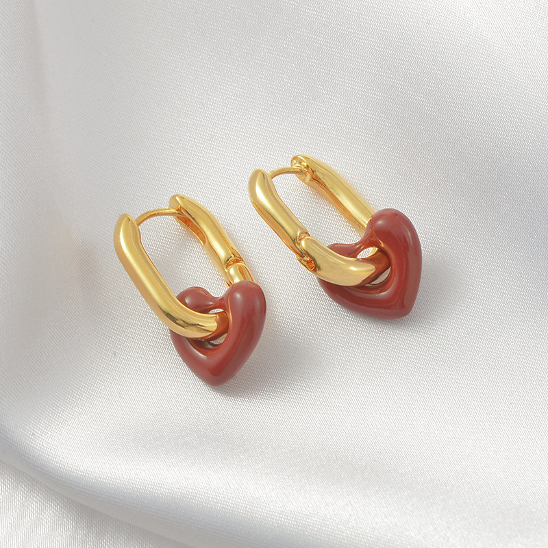 2023 New Trendy Elegant Earrings for Women Stylish Simple and Versatile Ear Clip Red Love Dual-Wear Detachable Earrings