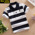 巴拉bala正品儿童童装夏季短袖t恤全棉中大童条纹polo衫90-170码