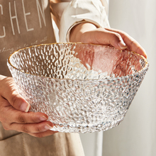 轻奢风透明玻璃碗家用大号沙拉碗水果碗高颜值水果盘大碗果盆石力