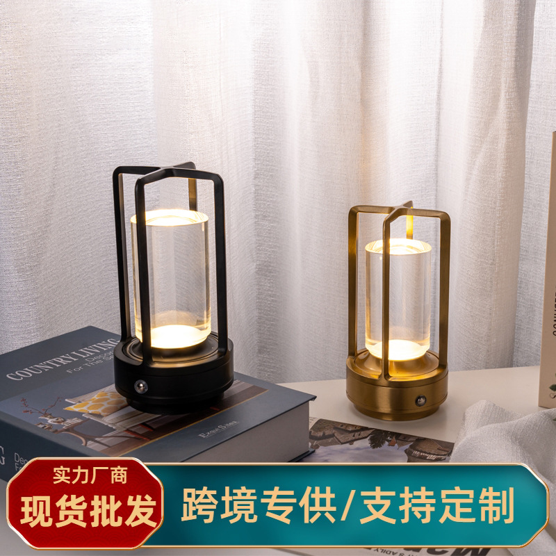 light luxury atmosphere small night lamp retro charging touch dimming decorative table lamp decoration bar counter camping ambience light