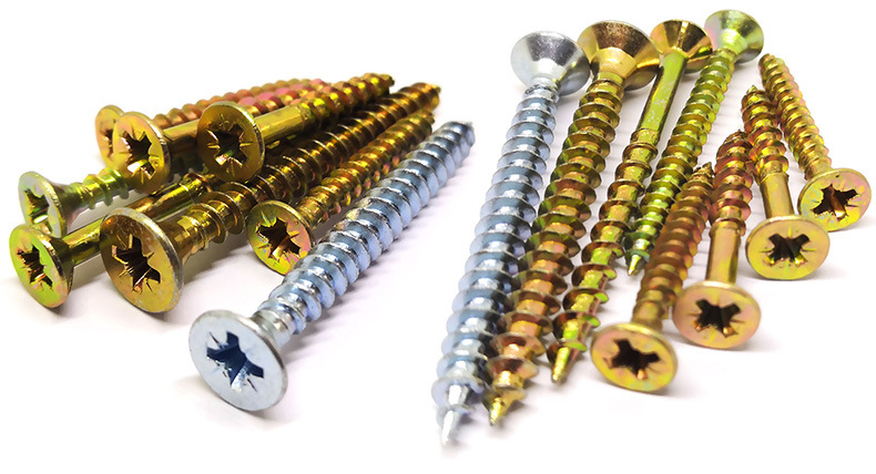 供应镀彩锌板钉自攻木螺丝淬火自攻十字平头自攻纤维板钉用于家具