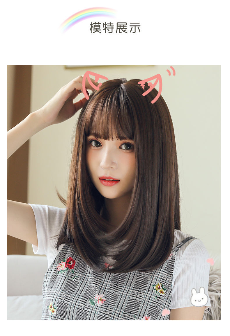 假发女逼真中长发内扣齐肩锁骨发圆脸梨花自然蓬松网红假发全头套