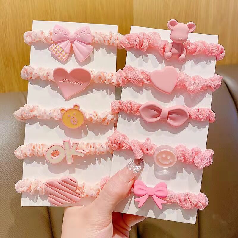 Korean Style Sweet Flower Small Intestine Hair Ring Tie up a Bun Hairstyle Hair Rope Rubber Band Girls Trinkets Headband Hair Accessories Wholesale