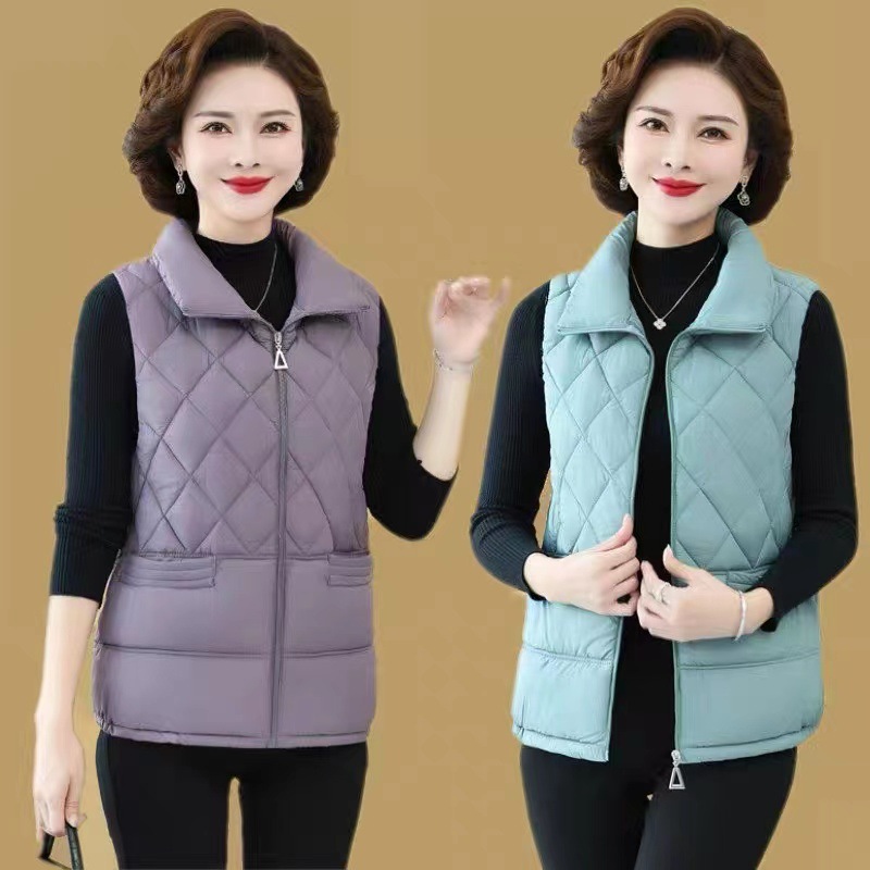 Middle-Aged Mom down Cotton Vest Coat Fashion 2023 Winter New Middle-Aged and Elderly Women's Short Loose Vest