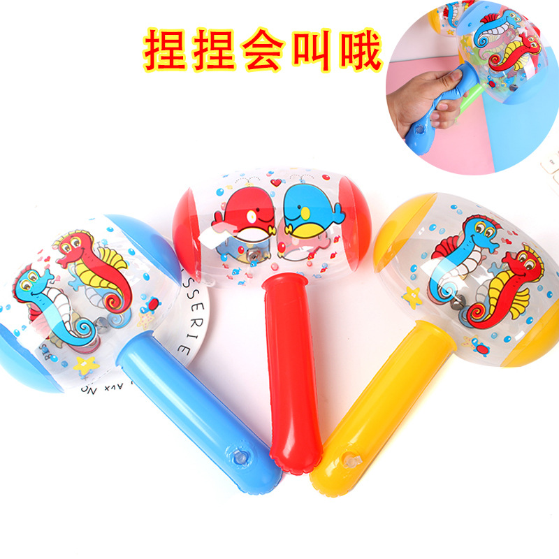 带铃铛充气锤子小孩硬柄锤棒槌空气大锤幼儿园加厚儿童节气球棒