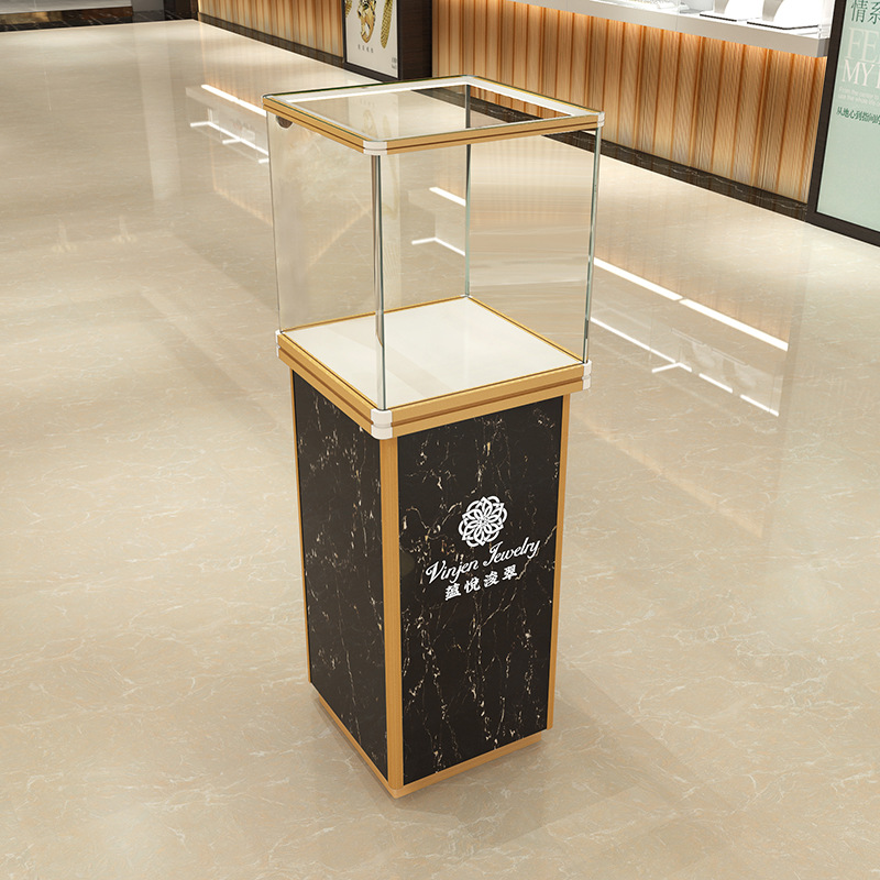 新款钢化玻璃珠宝展示柜 铝合金独立首饰柜台 精品样品陈列柜