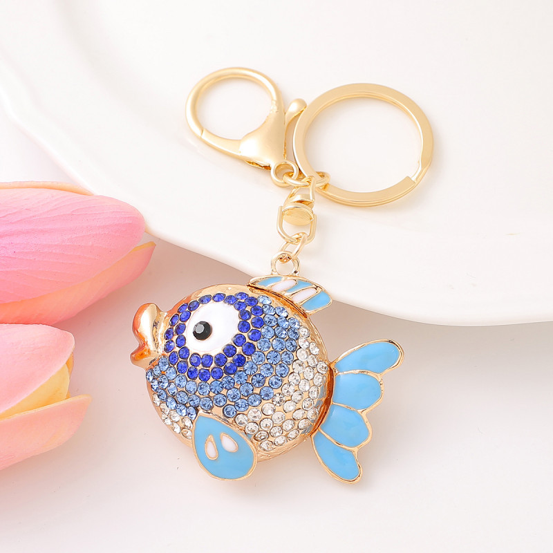 创意合金镶钻金鱼钥匙扣中国风招财锦鲤挂饰女包包挂小礼品批发