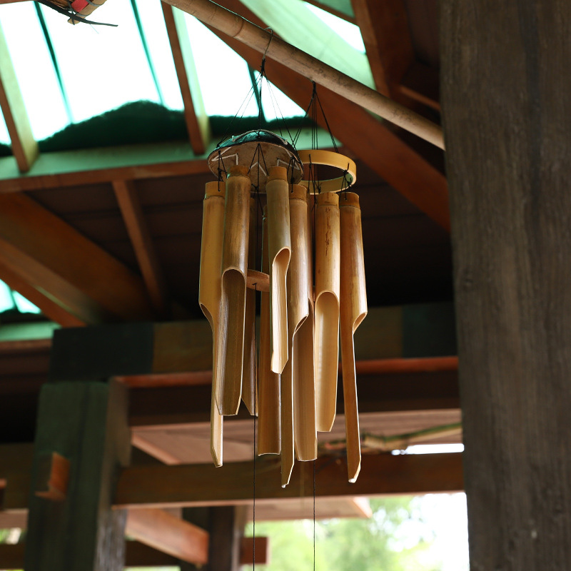 中式风铃竹制中式风铃挂饰竹筒酒店装饰空中吊饰夏季复古生日礼物