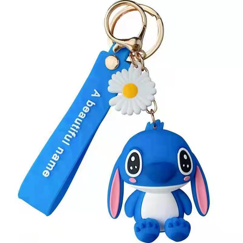 Small Gift New Cartoon Internet Celebrity Couple Doll Cute Soft Glue Key Chain Stitch Keychain Pendant