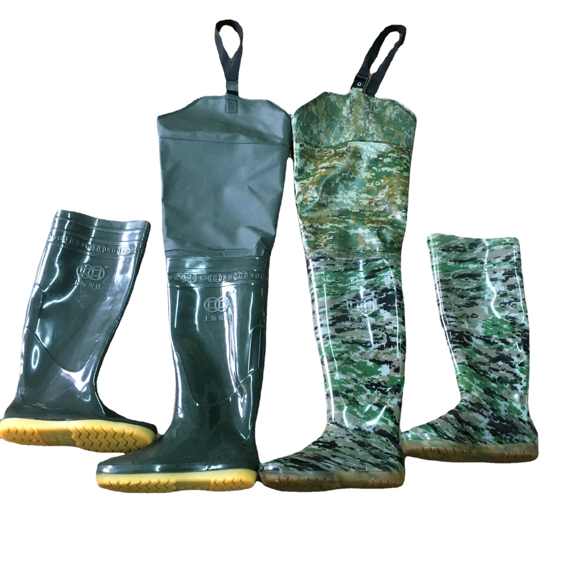 上海双钱插秧鞋水裤鞋渔民备用迷彩插秧雨鞋防水胶鞋水田鞋批发