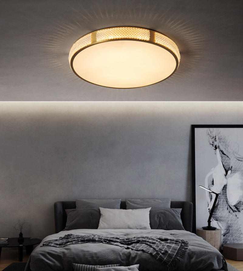 北欧全铜卧室灯 极简房间灯书房灯简约圆形轻奢亚克力led吸顶灯