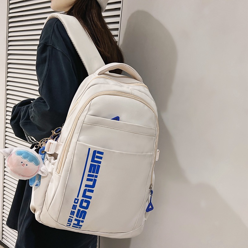 Mori Style Trendy Casual Girl Letter Backpack New Large Capacity Middle School Student Schoolbag Korean Style University Style Backpack