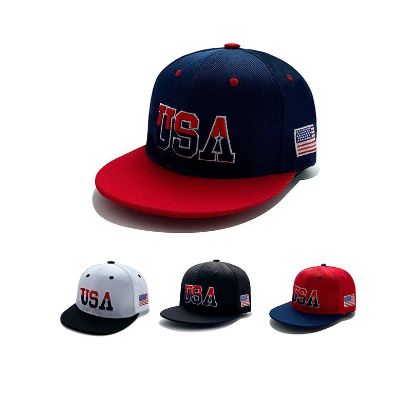 欧美usa美国旗刺绣棒球帽说唱嘻哈帽男女情侣户外防晒太阳帽子男