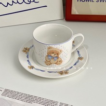 韩国可爱小熊陶瓷咖啡杯碟 少女心ins风早餐杯个性小众喝水杯子